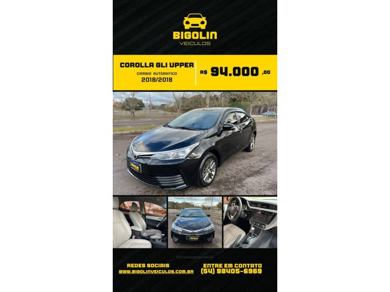 TOYOTA - COROLLA - 2018/2018 - Preta - R$ 94.000,00