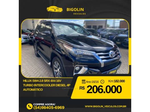 TOYOTA - HILUX SW4 - 2016/2016 - Preta - R$ 206.000,00